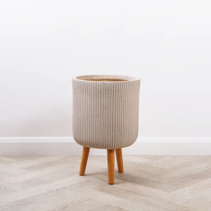 Nuovo Beige Pot on Legs (Sizes 25cm - 36cm) Multi-use Indoor Plant Pot Cover On Legs