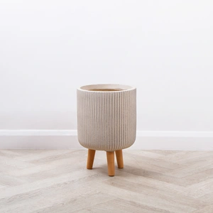 Nuovo Beige (D25cm x H36cm) Multi-use Indoor Plant Pot Cover On Legs - image 1