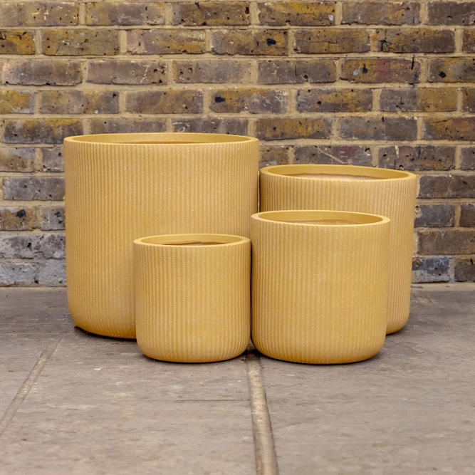 Nuovo Plant Pot - Brown (D30xH30) Ribbed Fibreclay Outdoor Planter - image 1