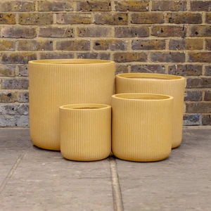 Nuovo Plant Pot - Brown - Ribbed Fibreclay Outdoor Planter