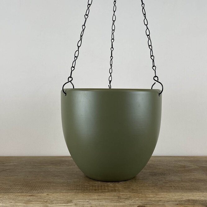 Olivia Indoor Plant Hanging Pot Cover (D17cm x H15cm) Olive-Green - image 1