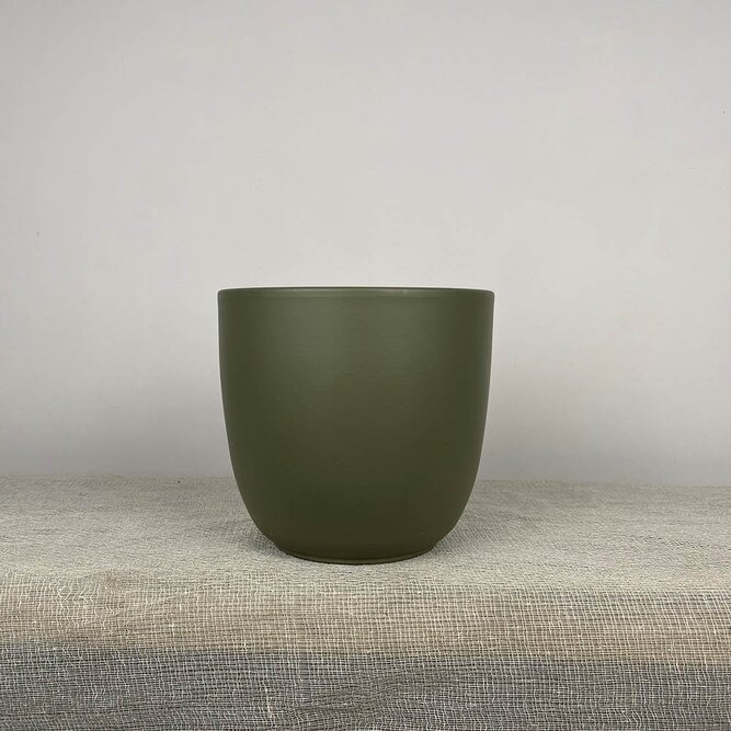 Olivia Olive-Green D17cm x H16cm Indoor Plant Pot Cover - image 1