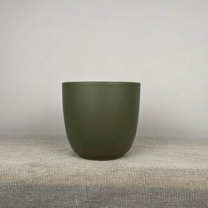 Olivia Olive-Green D14.5cm x H14cm Indoor Plant Pot Cover - image 1