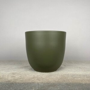 Olivia Olive-Green D19.5cm x H18.5cm Indoor Plant Pot Cover - image 1
