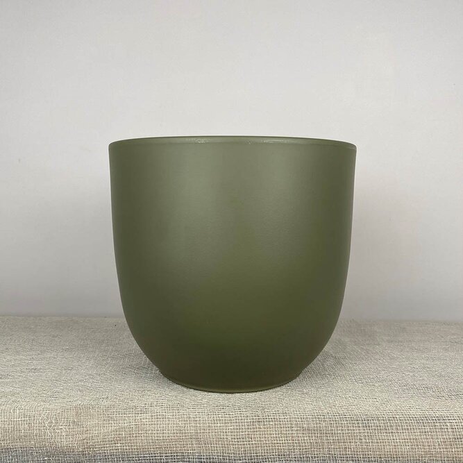 Olivia Olive-Green D25cm x H23cm Indoor Plant Pot Cover - image 1