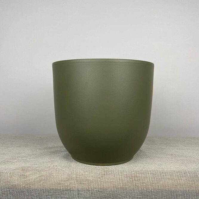 Olivia Olive-Green D28cm x H25cm Indoor Plant Pot Cover - image 1