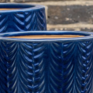 Oran Blue Glazed Terracotta Egg Pot (D21cmx21cm) Handmade Outdoor Plant Pot - image 3