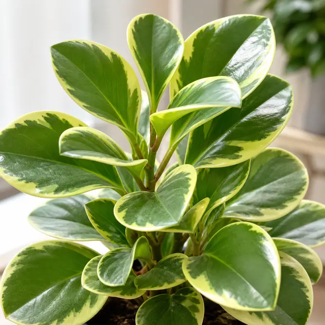 Peperomia obtusifolia 'Optipan Bicolor' (Pot Size 14cm) Variegated Baby Rubber Plant