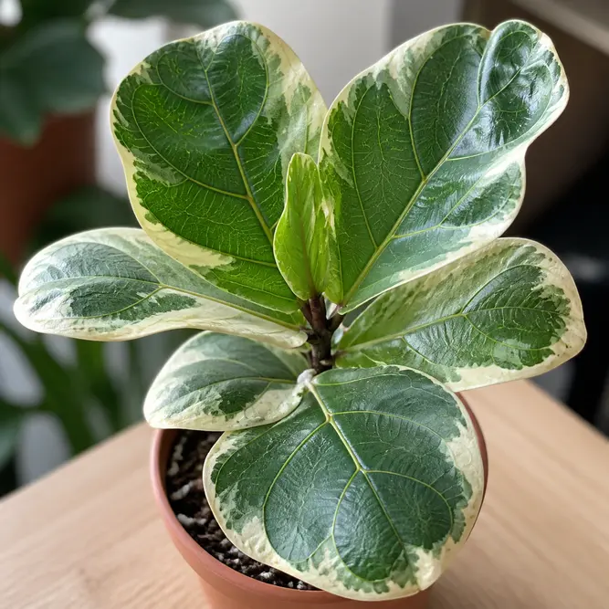 Ficus lyrata 'Variegata' (Pot Size 10.5cm) Fiddle Leaf Fig