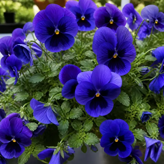 Viola cornuta 'Endurio Blue Face' (6 Pack) Horned pansy, Trailing viola