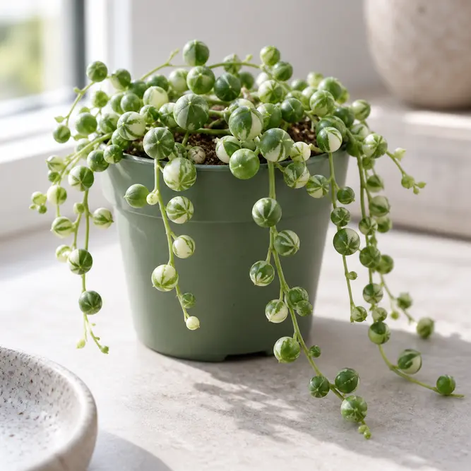Senecio rowleyanus f. variegatus (Pot Size 6cm) Variegated String of Pearls