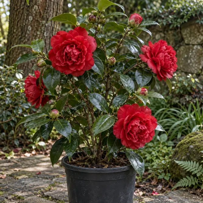 Camellia japonica 'Roger Hall' (Pot Size 4L) Japanese Camellia