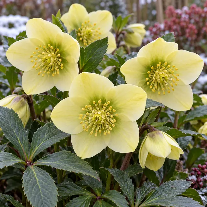 Helleborus × lemperii 'Linda' (Pot Size 2L) Winter-flowering Hellebore; Christmas Rose