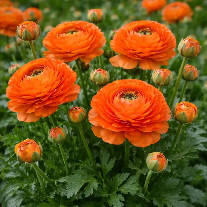 Ranunculus asiaticus (Pot Size 10.5cm) Orange Persian Buttercup - image 1