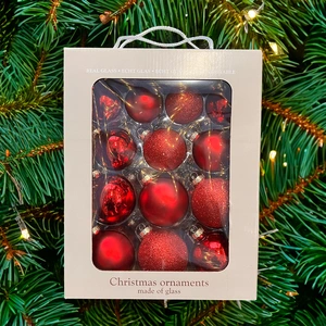 Red Glass Christmas Tree Bauble Ornament Set (26Pcs) Christmas Tree Decorations - image 1