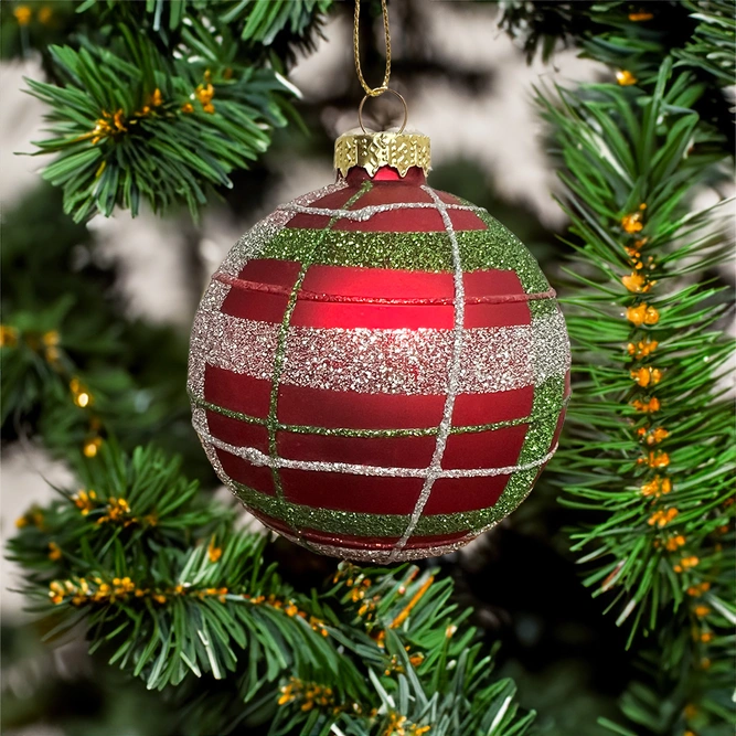 Red Tartan Christmas Bauble - Christmas Tree Decoration
