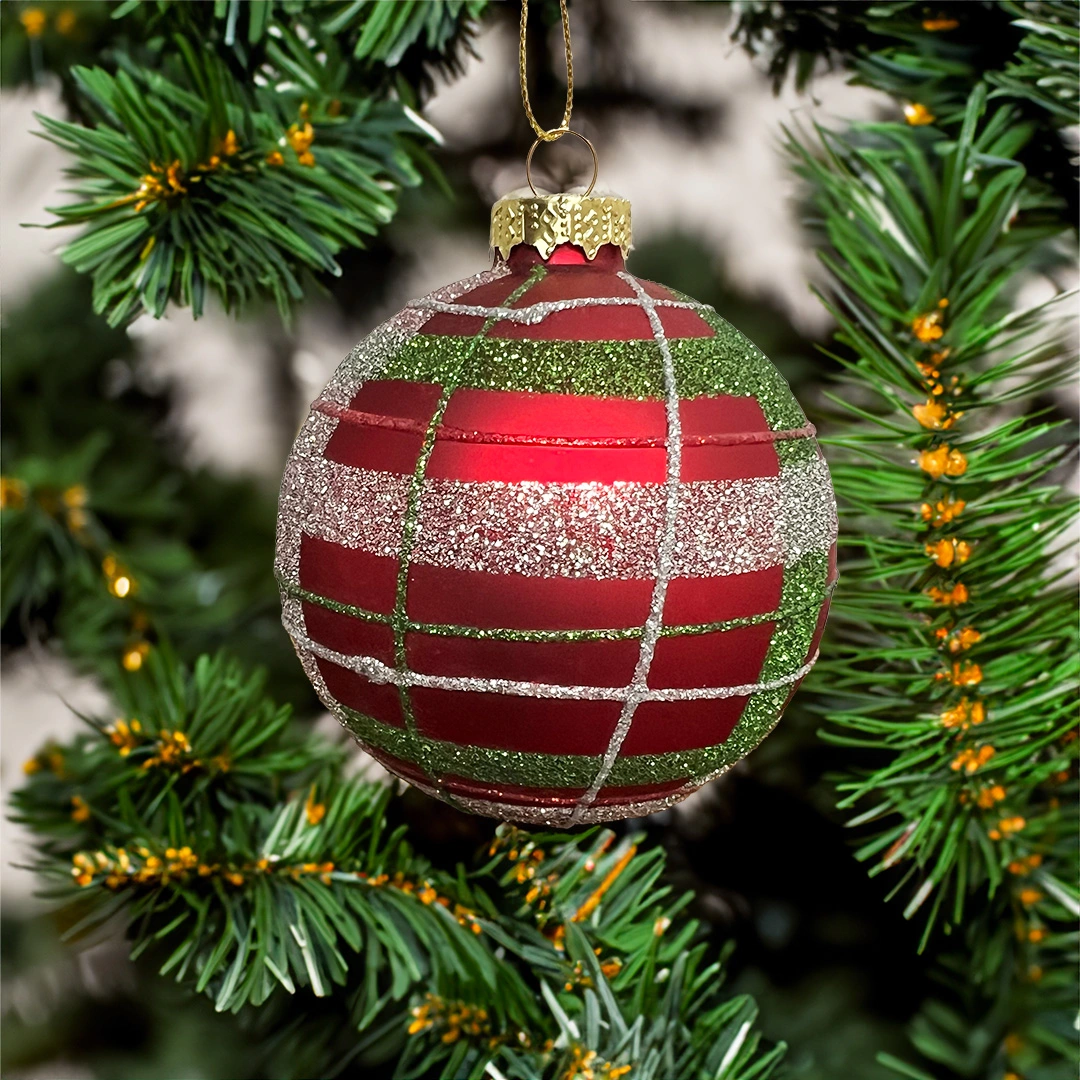 Red Tartan Christmas Bauble Christmas Tree Decoration The Boma