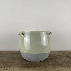 Resa Grey Ceramic & Hemp (D13.5cm x H16.5cm) Hanging Indoor Plant Pot - image 2