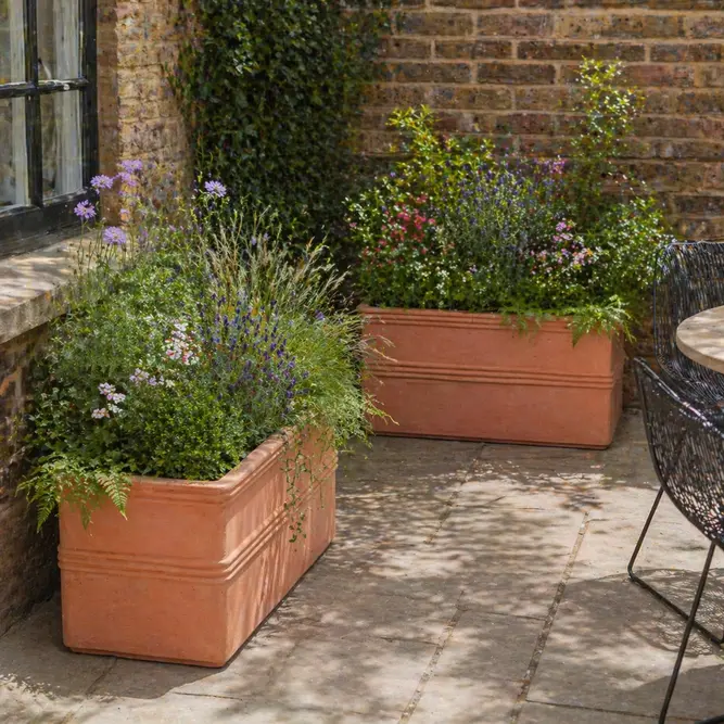 Ribbed Terracotta Trough (W62cmxH25xD25) Outdoor Plant Trough - image 2