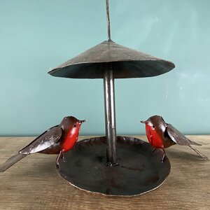 Robin Hanging Feeder Bronze Sculpture L38cm x W30cm x H39cm - image 2