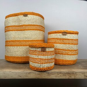 Sifa Orange Weaved Straw Basket (D14cm x H13cm) Indoor Plant Pot Cover - image 3
