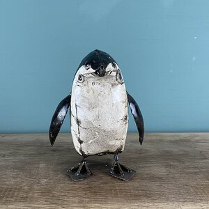 Small Painted Penguin Bronze Sculpture L14cm x W17cm x H16cm - image 1