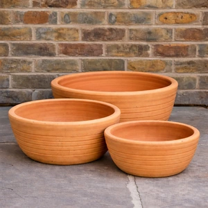 Terracotta Bulb Bowls (Set of 3)- Handmade Outdoor Plant Pots
