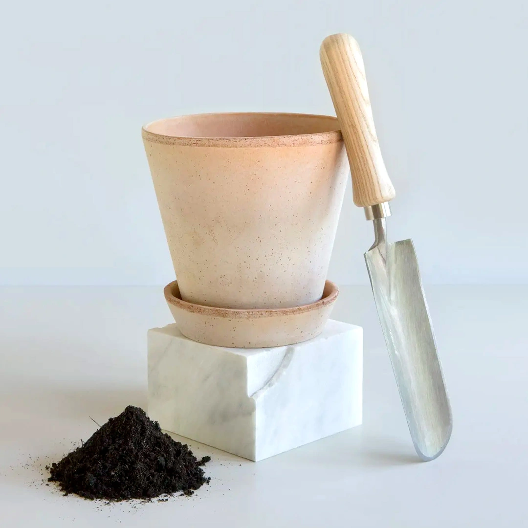 Terracotta Plant Pot & Saucer Set Rose Pink (Pot Size 10cm) Bergs