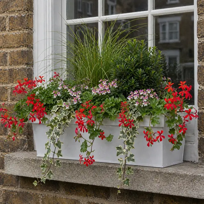 Trailing Red & Pink Flower Seasonal Box