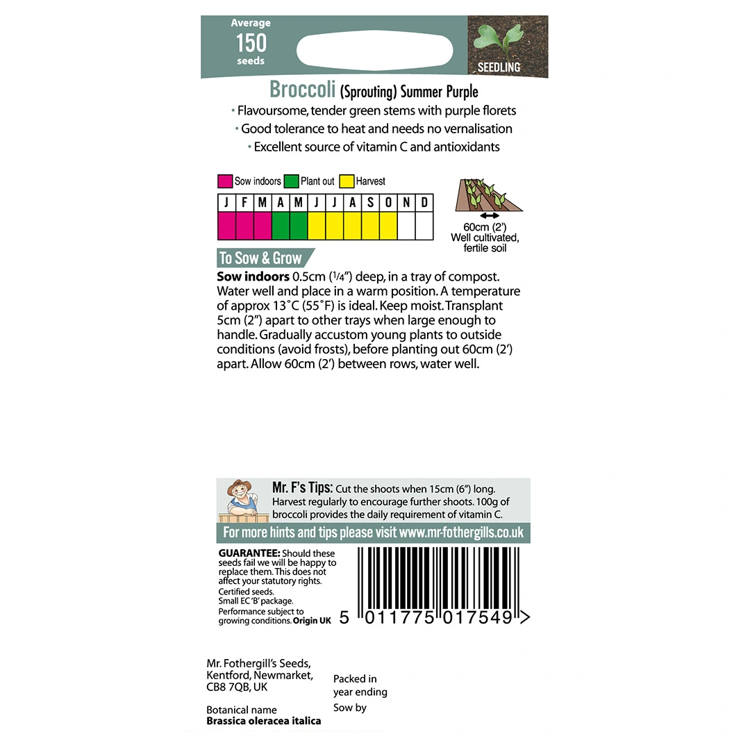 Vegetable Seeds Broccoli Sprouting Summer Purple The Boma Garden Centre