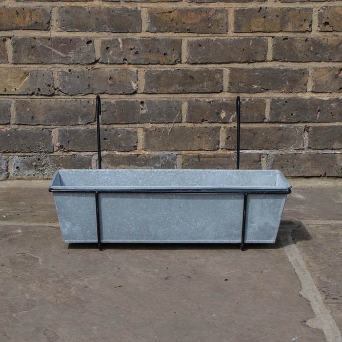 Vigga Trough Balcony Planter - Natural Zinc - 50cm - image 2