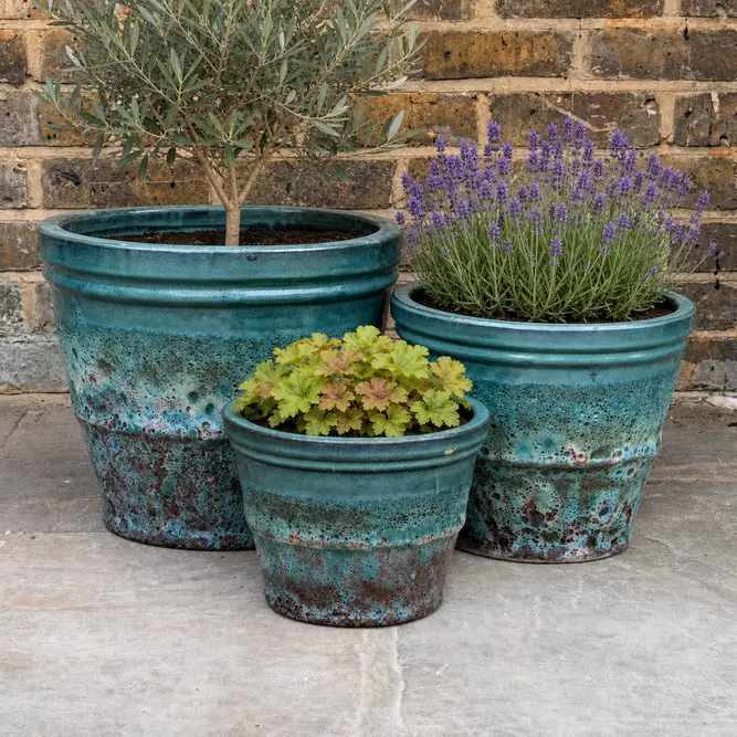 Volcano Coni Green Planter (D25cmxH18cm) Handmade Outdoor Plant Pot - image 2