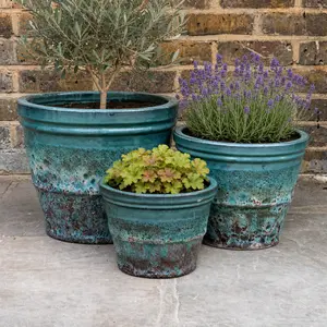Volcano Coni Green Planter (D25cmxH18cm) Handmade Outdoor Plant Pot - image 2