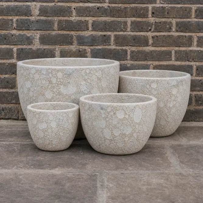 Volcano Egg White Planter (D30cmxH24cm) Handmade Outdoor Plant Pot - image 1