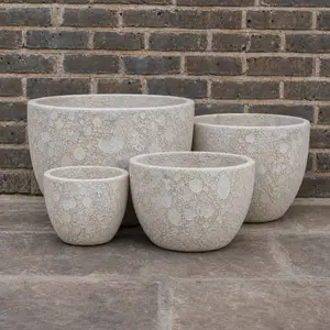 Volcano Egg White Planter (D30cmxH24cm) Handmade Outdoor Plant Pot - image 1