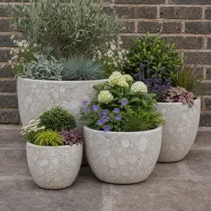 Volcano Egg White Planter (D30cmxH24cm) Handmade Outdoor Plant Pot - image 2