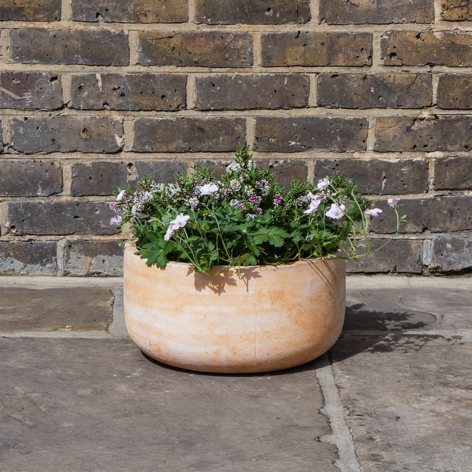 Whitewash Terracotta Handmade Bowl Planter (D38cm x H20cm) Outdoor Plant Pot - image 3