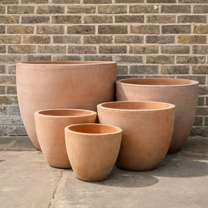 Whitewash Terracotta Egg Planter - Handmade Outdoor Plant Pot