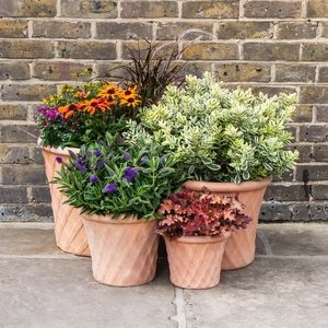 Whitewash Terracotta Handmade Basketweave Planter  (D30 x H38cm) Outdoor Plant Pot - image 3