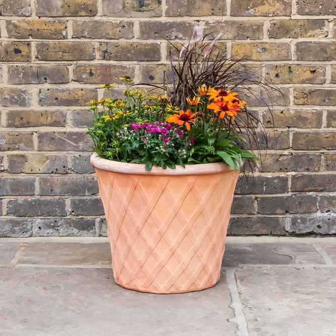 Whitewash Terracotta Handmade Basketweave Planter  (D30 x H38cm) Outdoor Plant Pot - image 6