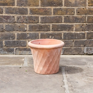 Whitewash Terracotta Handmade Basketweave Planter (D30cm x H25cm) Outdoor Plant Pot - image 2