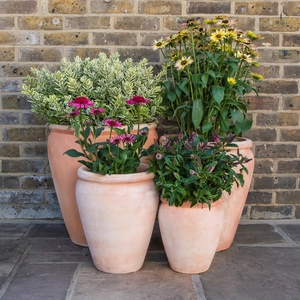 Whitewash Terracotta Handmade Belly Rim Stretched Planter (D25cm x H30cm) Outdoor Plant Pot - image 5