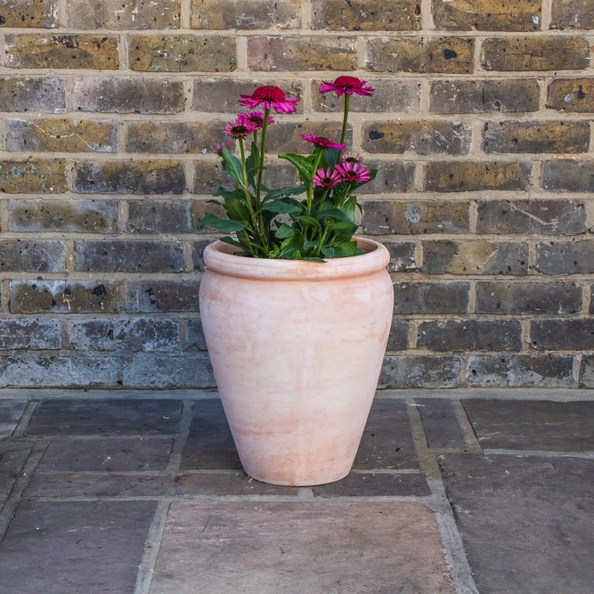 Whitewash Terracotta Handmade Belly Rim Stretched Planter (D34cm x H40cm) Outdoor Plant Pot - image 3