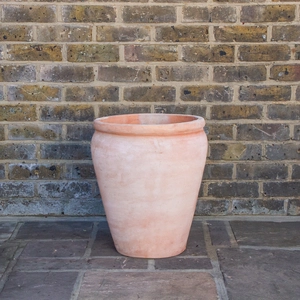 Whitewash Terracotta Handmade Belly Rim Stretched Planter (D42cm x H47cm) Outdoor Plant Pot - image 2