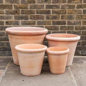 Whitewash Terracotta Handmade Coni Lip Planter (D30m x H29cm) Outdoor Plant Pot - image 3