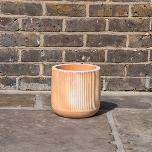 Whitewash Terracotta Handmade Cylinder Rib Planter (D22cm x H24cm) Outdoor Plant Pot - image 2