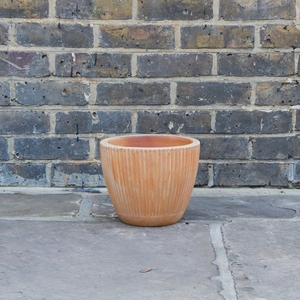Whitewash Terracotta Handmade Egg Rib Planter (D25cm x H21cm) Outdoor Plant Pot - image 2