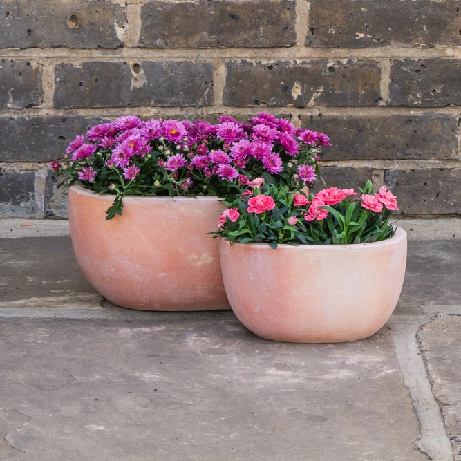 Whitewash Terracotta Handmade Mini Oval Planter (Pot Size D22cm x H13cm) Outdoor Plant Pot - image 2