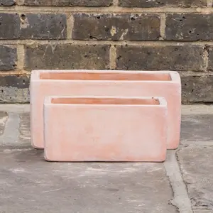 Whitewash Terracotta Handmade Outdoor Window Box (Pot size W25cm x H12cm) Outdoor Plant Pot - image 1