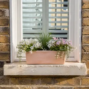Whitewash Terracotta Handmade Outdoor Window Box (Pot size W25cm x H12cm) Outdoor Plant Pot - image 2